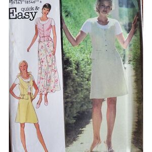 Vintage 90s Style Pattern 2714 Uncut Fitted Button Up Vest Skirt A 6-16